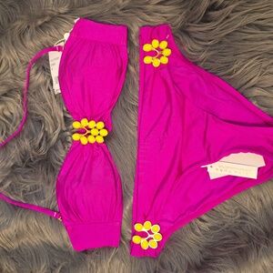 Trina Turk Fuchsia Bikini with Bright Yellow Details